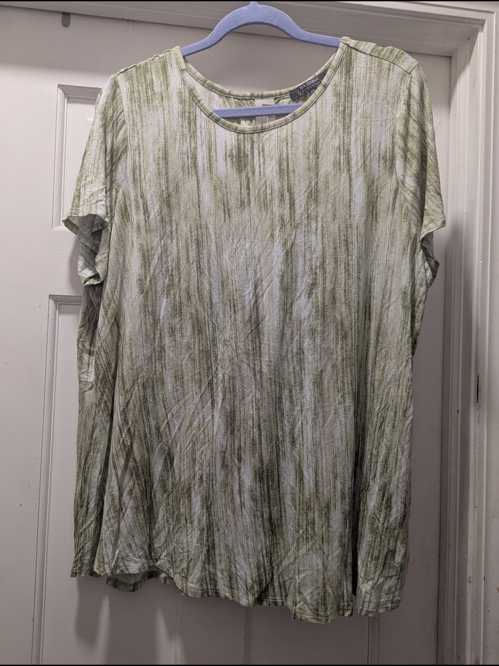 Lisa Rinna Collection Olive Green Tie Dye Short Sleeve Tee